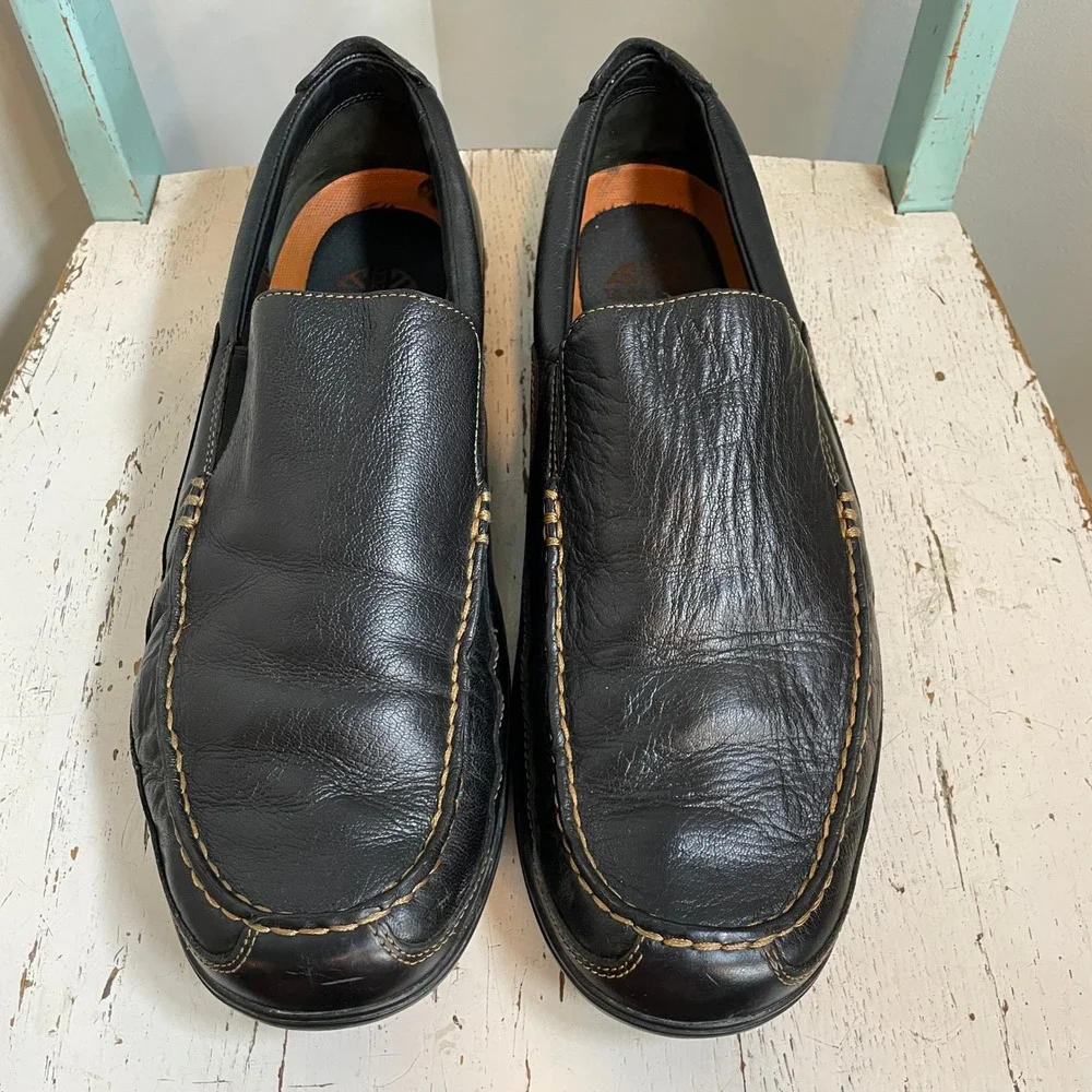 Dunham by New Balance Mens Black Leather Slip On Loafers C03557 15W